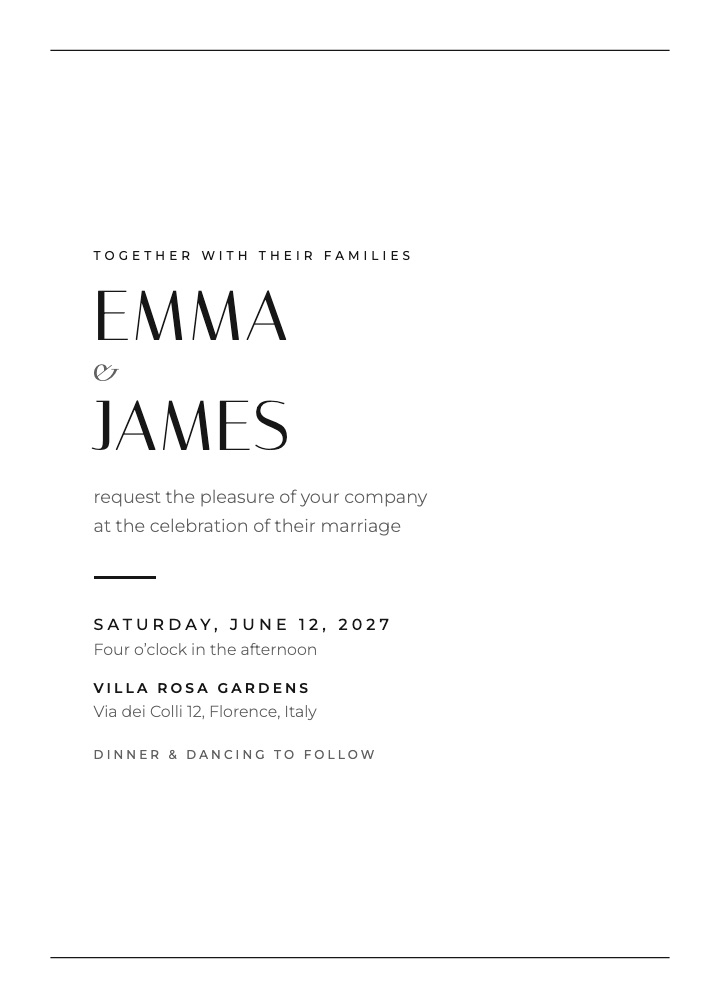 Monochrome invitation: black and white editorial typography